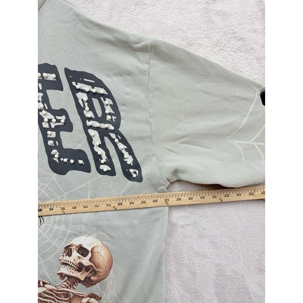 Stray Web Crawler‎ Skull Full Zip Hoodie Mens 2XL Green Spider Y2K Pearls NWT